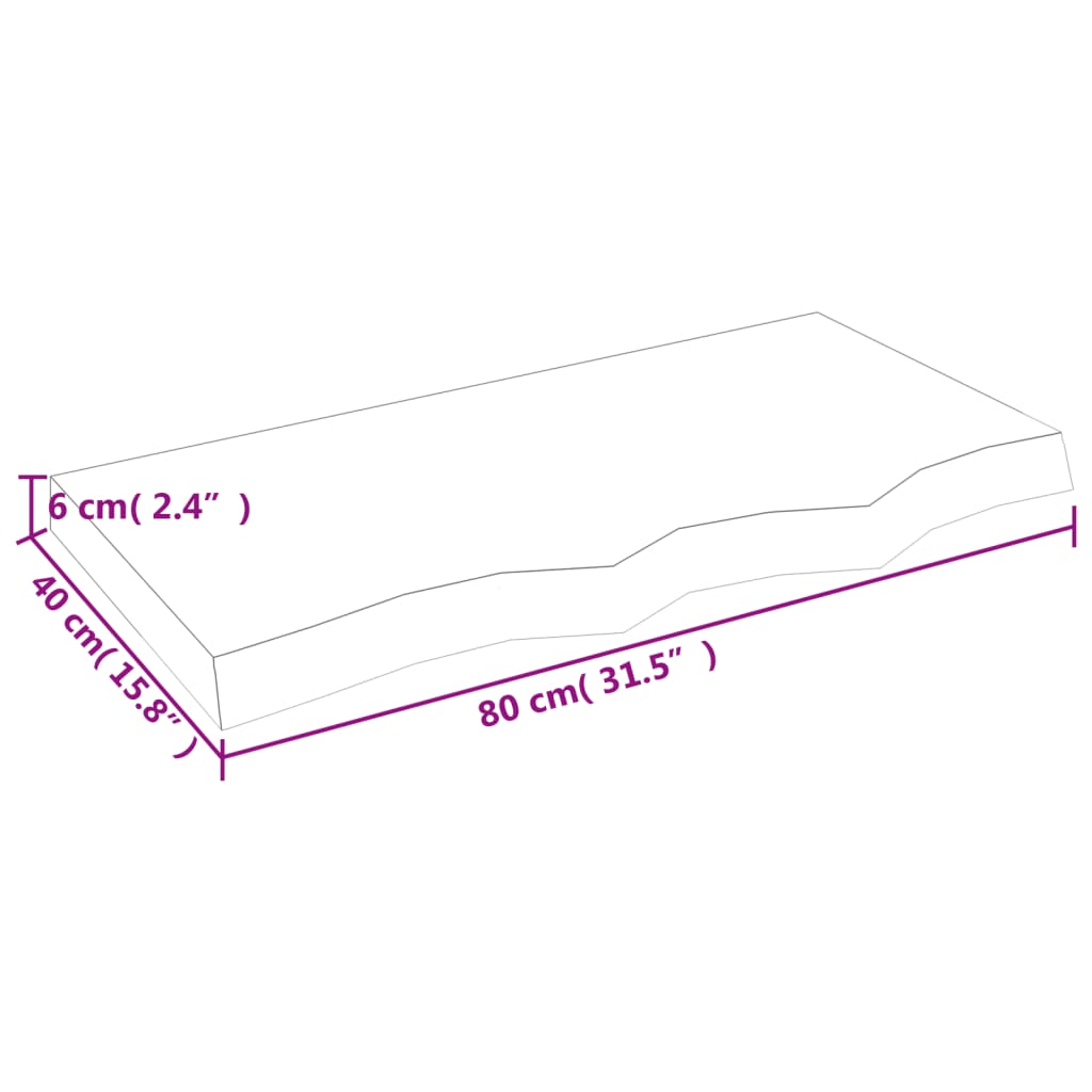 lauaplaat, 80 x 40 x (2-6) cm, töötlemata tammepuit