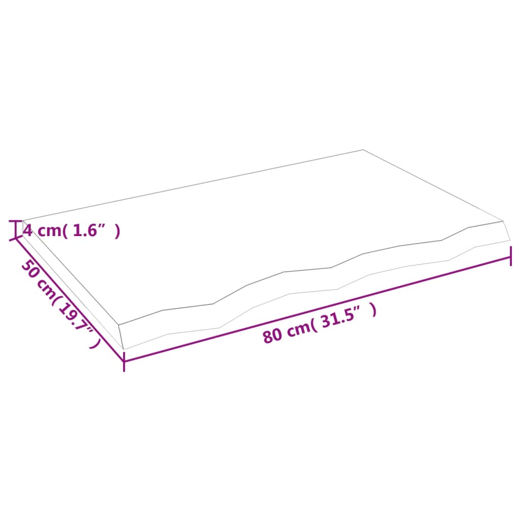 lauaplaat, 80 x 50 x (2-4) cm, töötlemata tammepuit