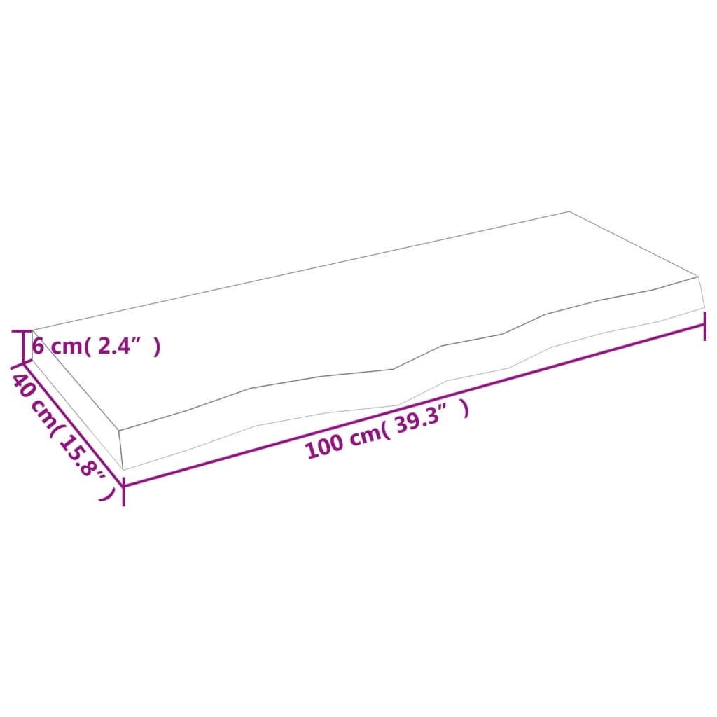 lauaplaat, 100x40x(2-6) cm, töötlemata tammepuit