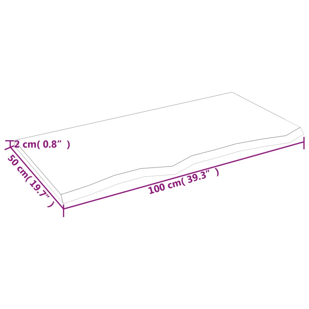 lauaplaat, 100x50x2 cm, töötlemata tammepuit