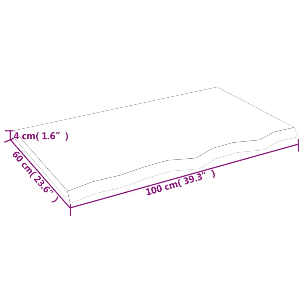 lauaplaat, 100x60x(2-4) cm, töötlemata tammepuit