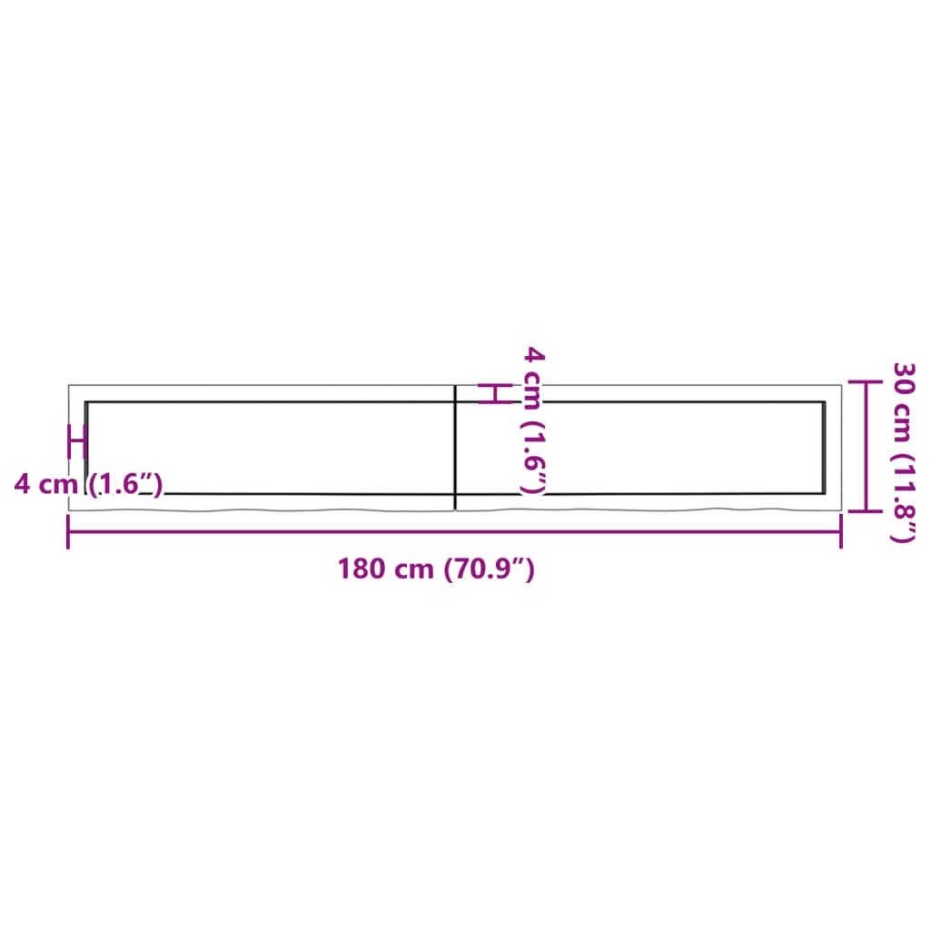 lauaplaat, 180x40x(2-6) cm, töötlemata tammepuit