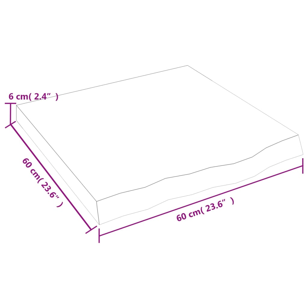 lauaplaat, helepruun, 60 x 60 x (2-6) cm, töödeldud tammepuit