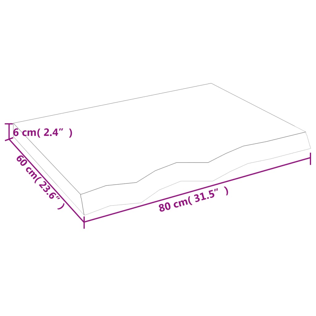 lauaplaat, helepruun, 80x60x(2-6) cm, töödeldud tammepuit