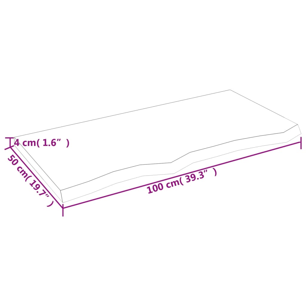 lauaplaat, helepruun, 100x50x(2-4) cm, töödeldud tammepuit