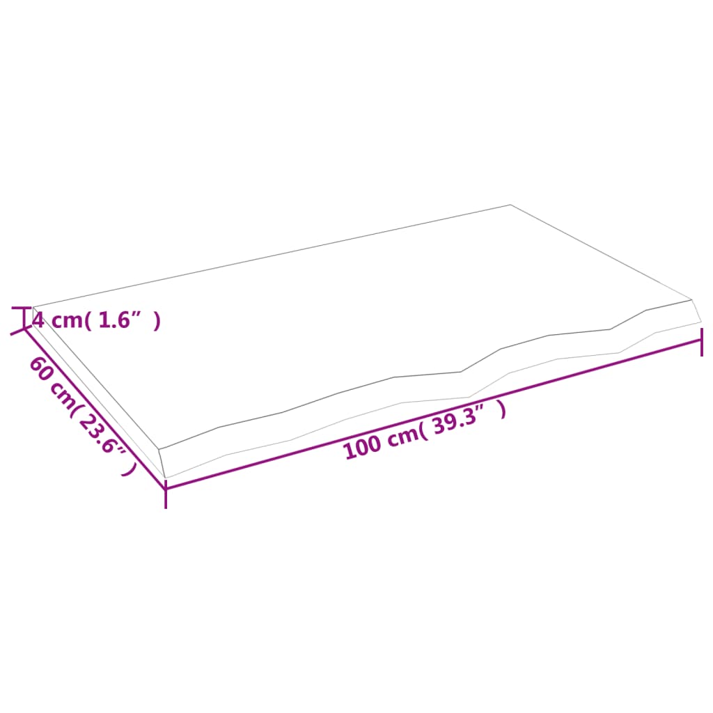 lauaplaat, helepruun, 100x60x(2-4) cm, töödeldud tammepuit