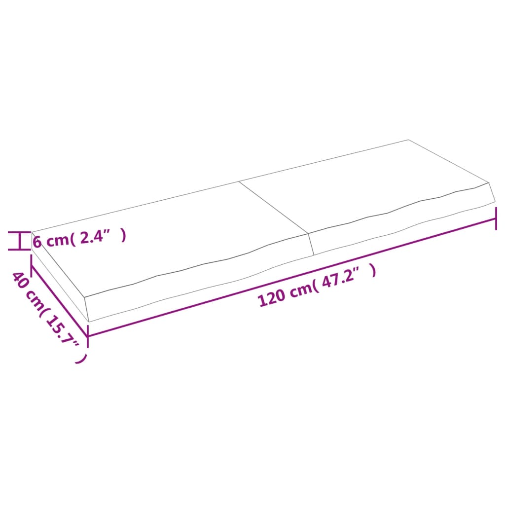 lauaplaat, helepruun, 120x40x(2-6) cm, töödeldud tammepuit