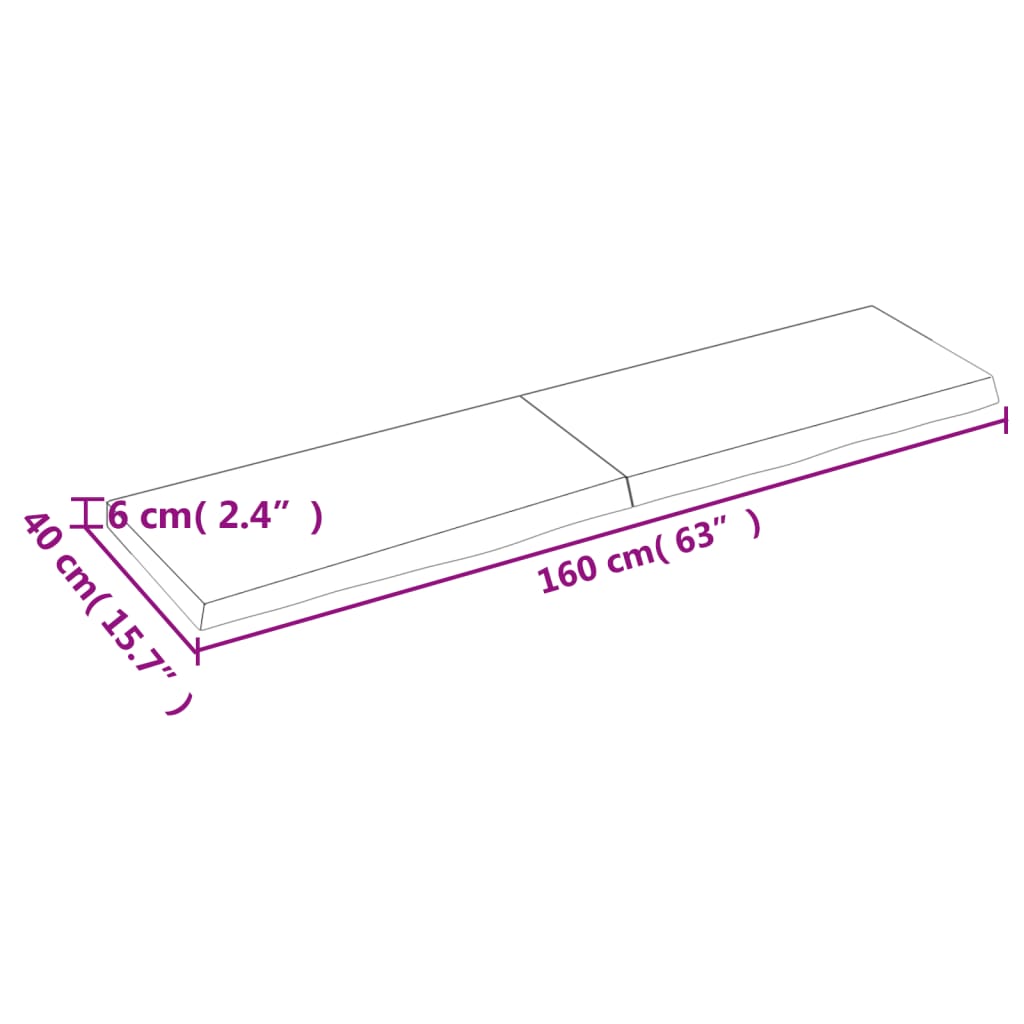 lauaplaat, helepruun, 160x40x(2-6) cm, töödeldud tammepuit