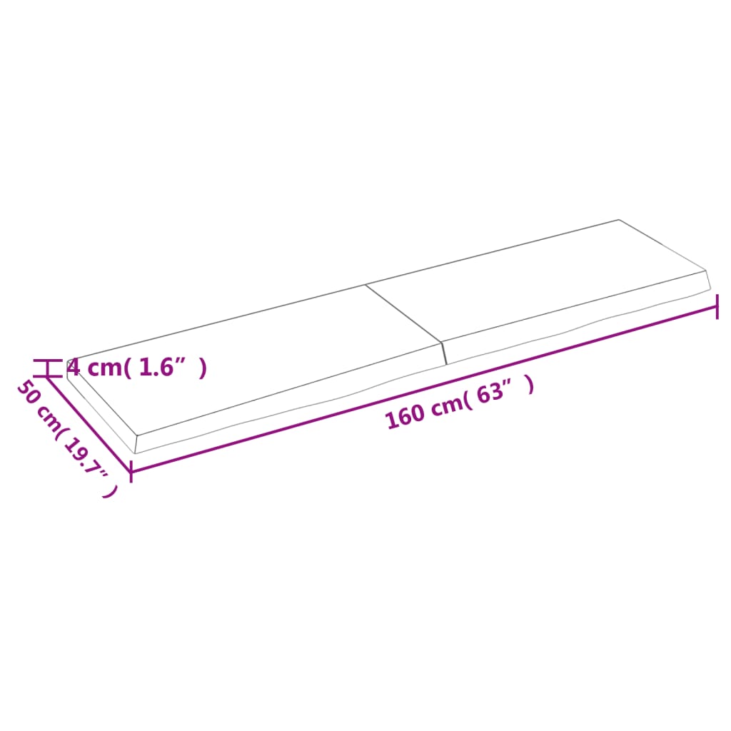 lauaplaat, helepruun, 160x50x(2-4) cm, töödeldud tammepuit