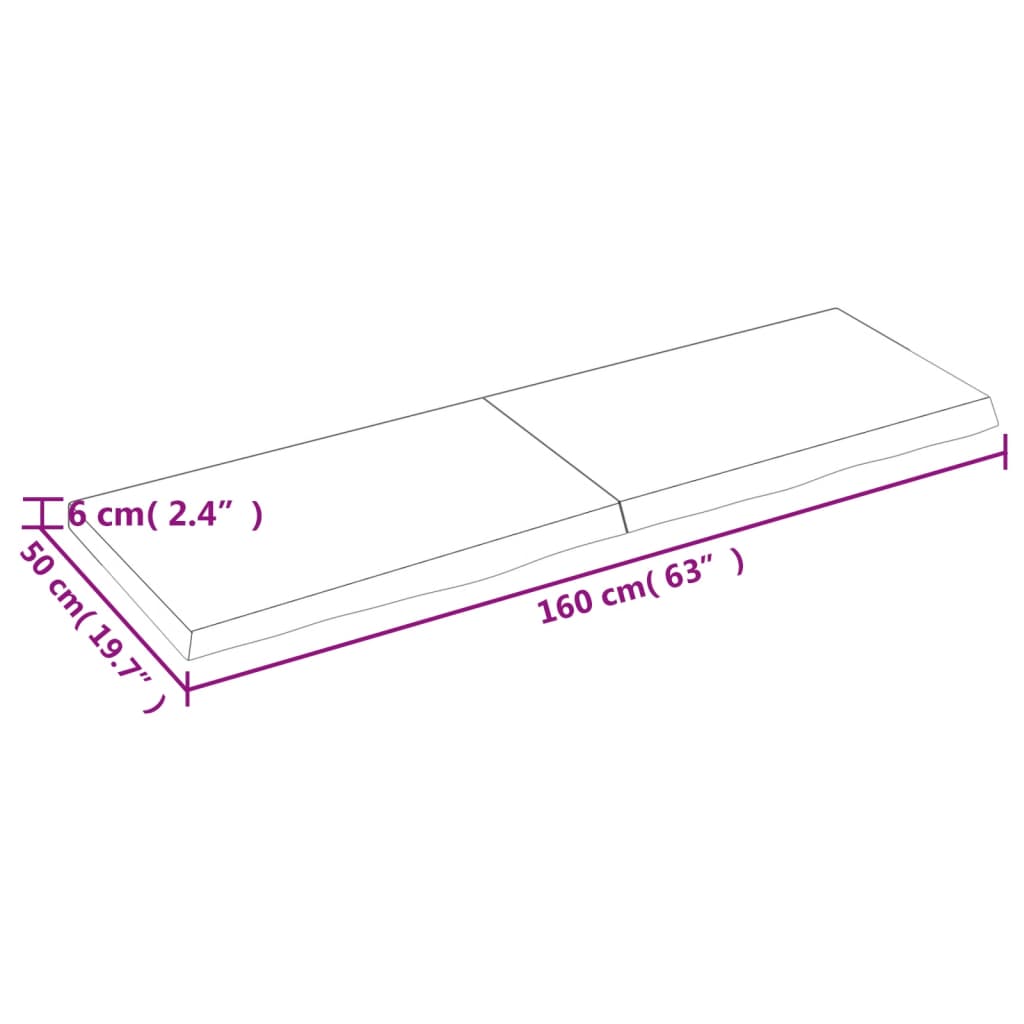 lauaplaat, helepruun, 160 x 50 x (2-6) cm, töödeldud tammepuit