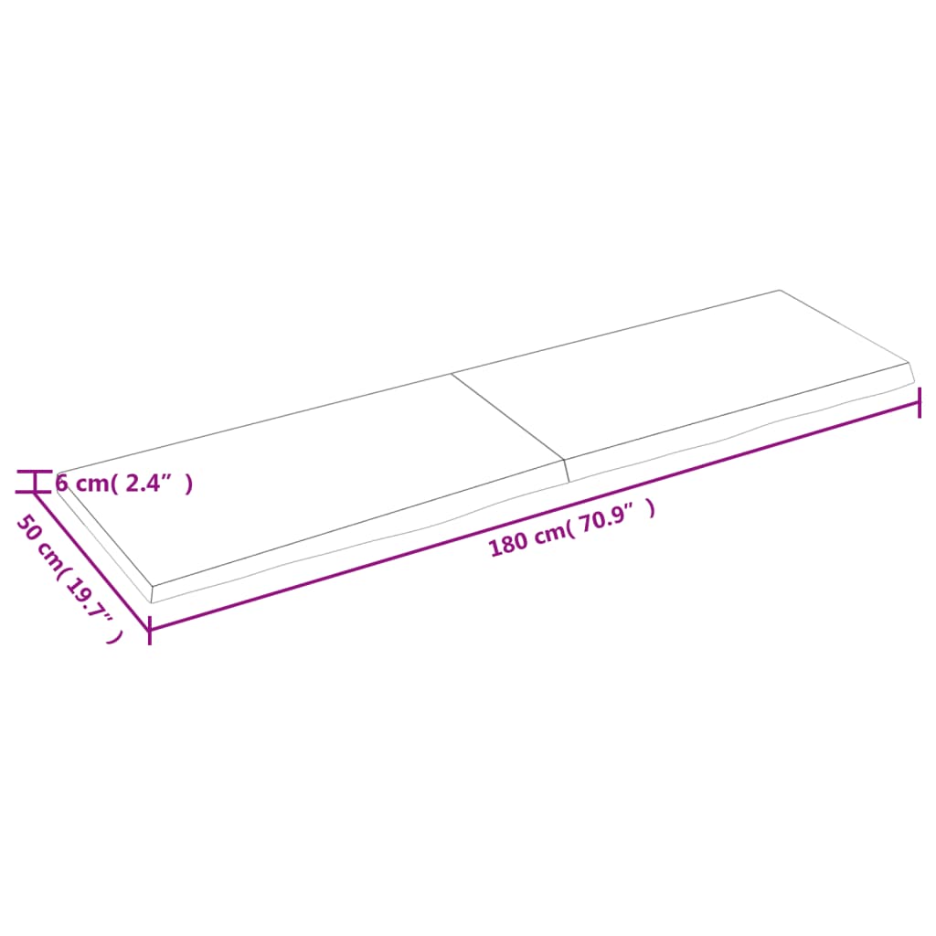 lauaplaat, helepruun, 180x50x(2-6) cm, töödeldud tammepuit