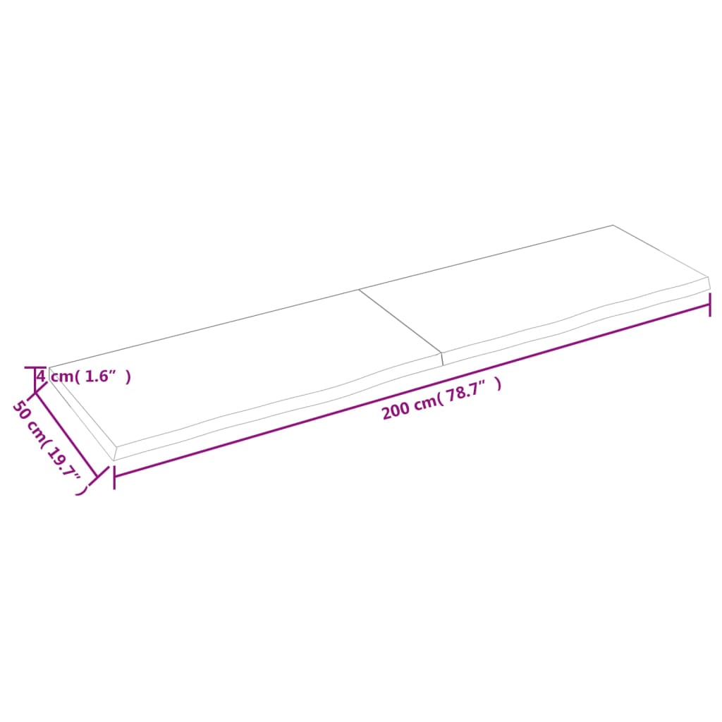 lauaplaat, helepruun, 200x50x(2-4) cm, töödeldud tammepuit