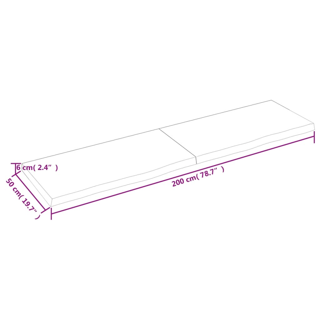 lauaplaat, helepruun, 200 x 50 x (2-6) cm, töödeldud tammepuit