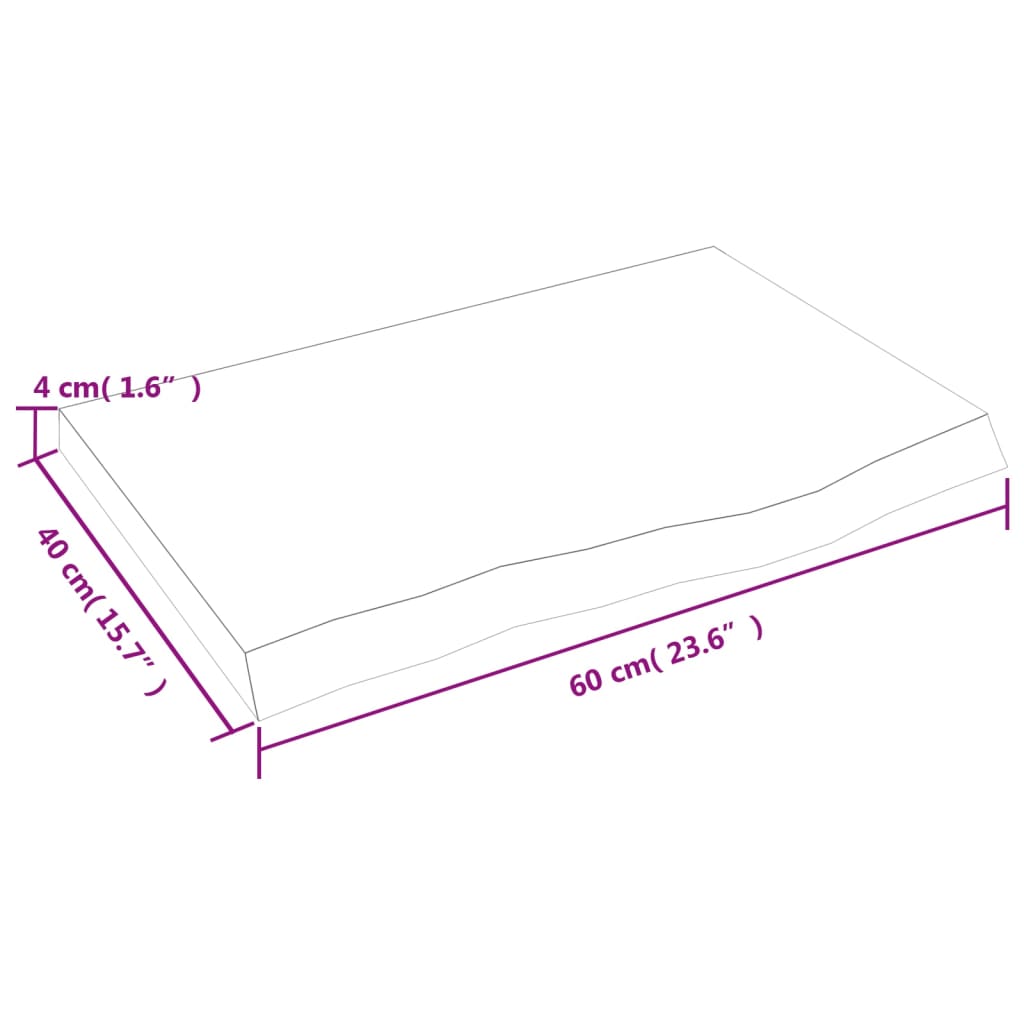 lauaplaat, tumepruun, 60x40x(2-4) cm, töödeldud tammepuit