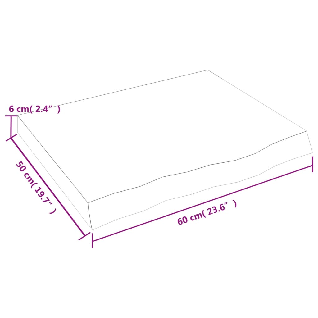 lauaplaat, tumepruun, 60x50x(2-6) cm, töödeldud tammepuit