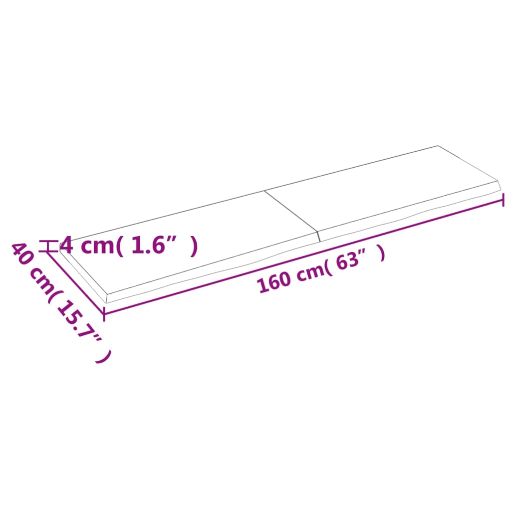 lauaplaat, tumepruun, 160x40x(2-4) cm, töödeldud tammepuit