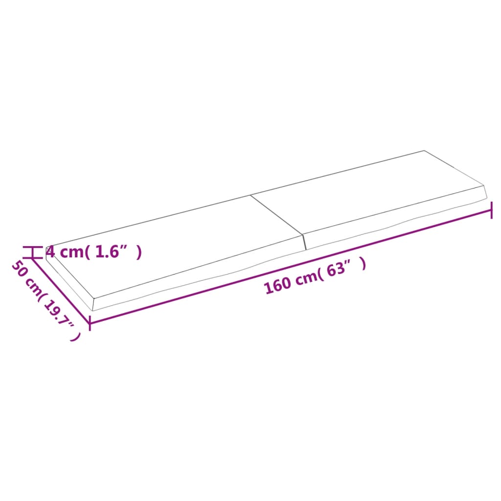 lauaplaat, tumepruun, 160x50x(2-4) cm, töödeldud tammepuit