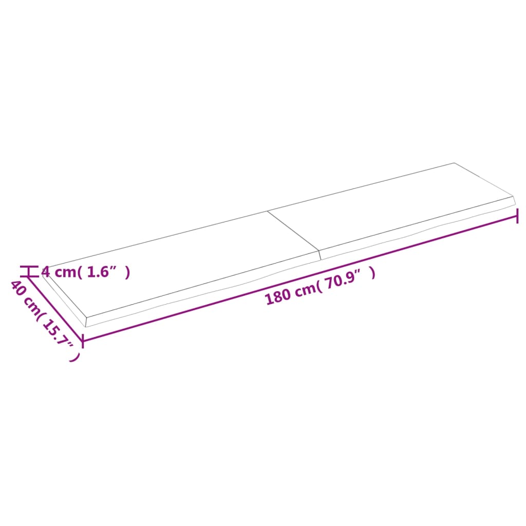 lauaplaat, tumepruun, 180 x 40 x (2-4) cm, töödeldud tammepuit