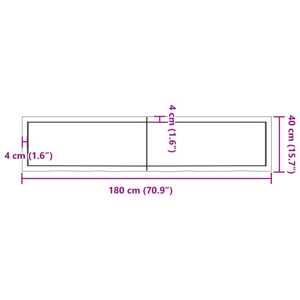 lauaplaat, tumepruun, 180 x 40 x (2-4) cm, töödeldud tammepuit