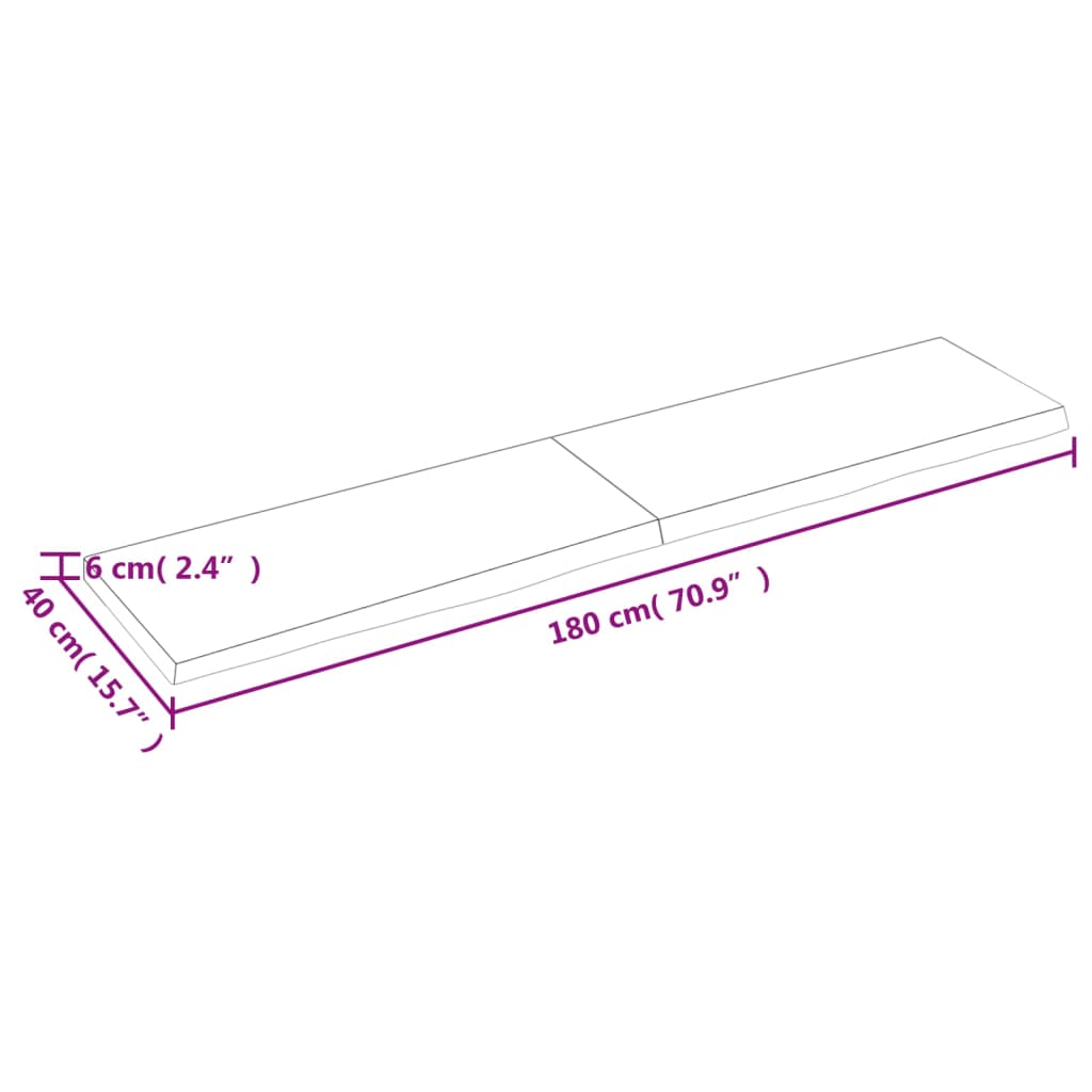 lauaplaat, tumepruun, 180 x 40 x (2-6) cm, töödeldud tammepuit