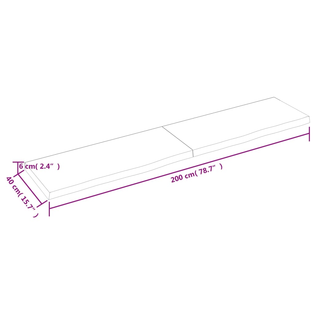 lauaplaat, tumepruun, 200x40x(2-6) cm, töödeldud tammepuit