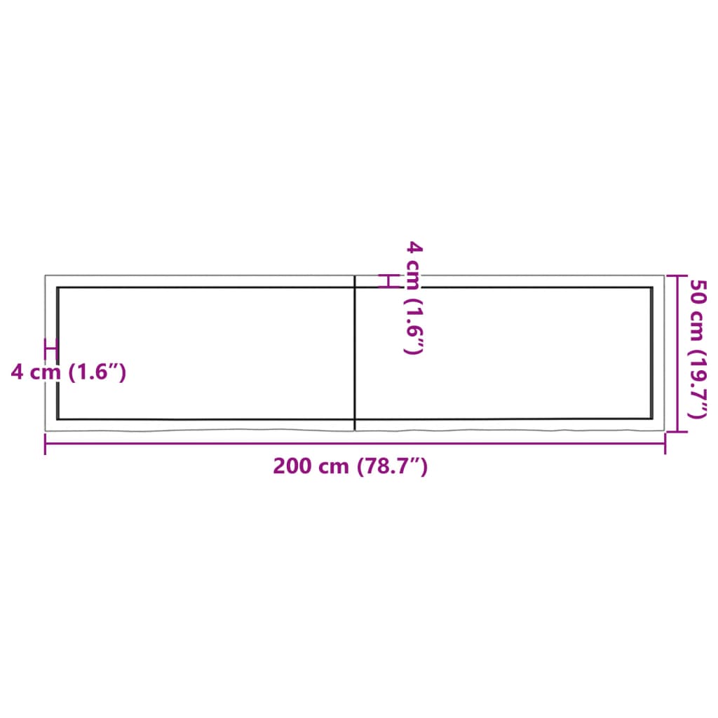 lauaplaat, tumepruun, 200x50x(2-4) cm, töödeldud tammepuit