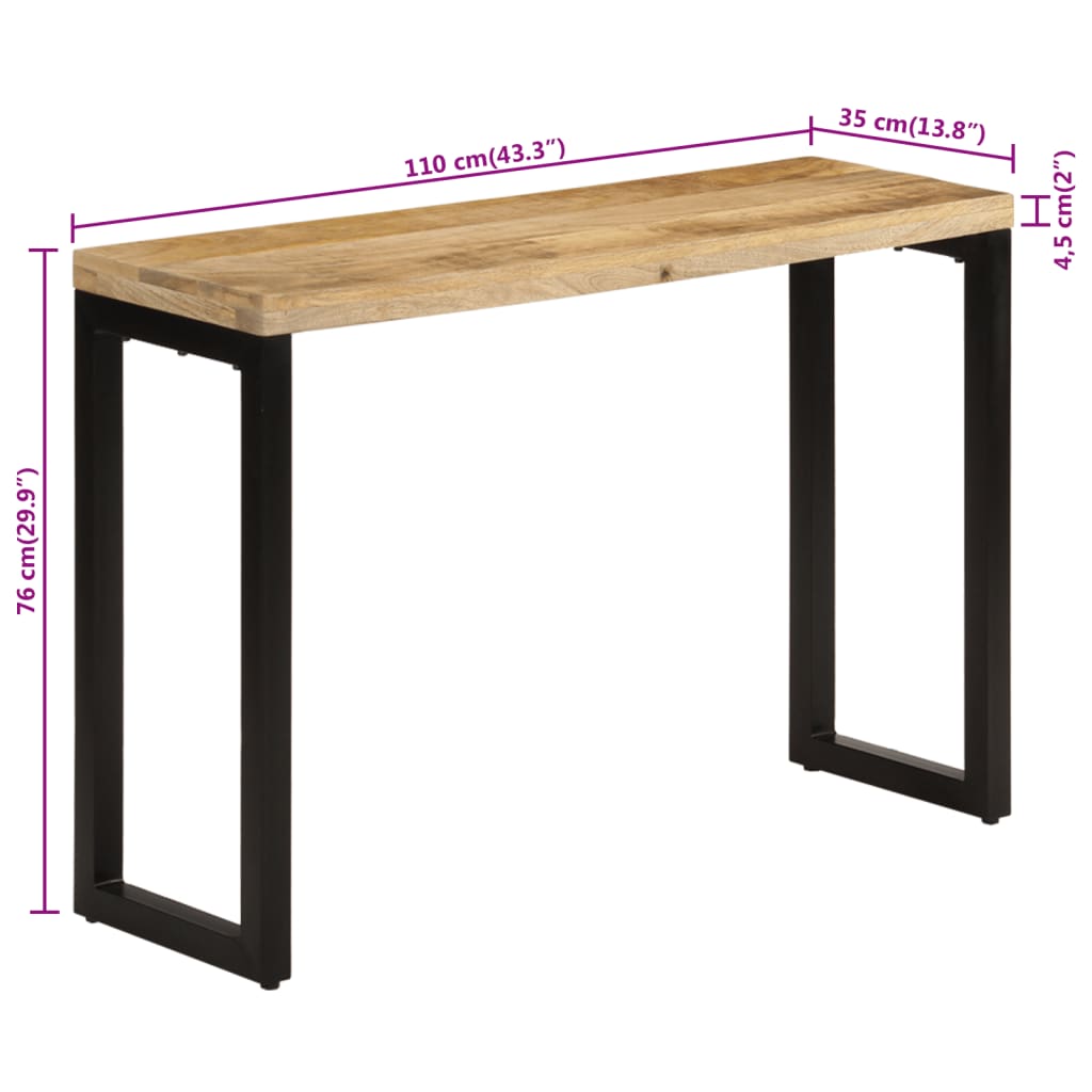 konsoollaud, 110 x 35 x 76 cm, töötlemata mangopuit