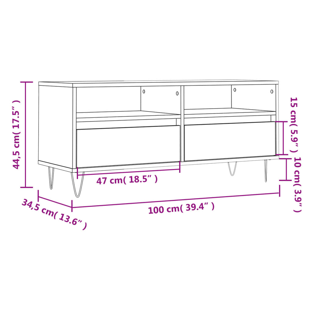 telerikapp, hall Sonoma tamm, 100x34,5x44,5 cm, tehispuit