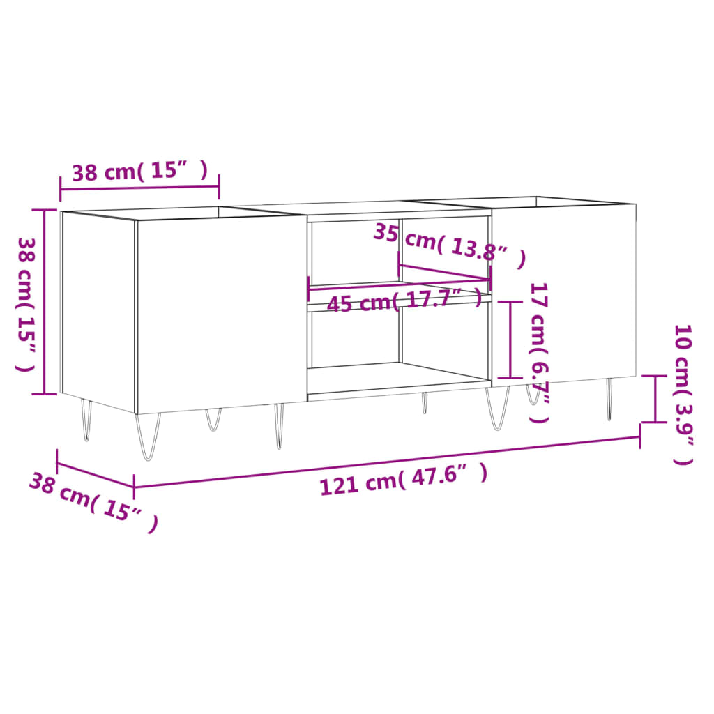 plaadikapp, hall Sonoma tamm, 121 x 38 x 48 cm, tehispuit