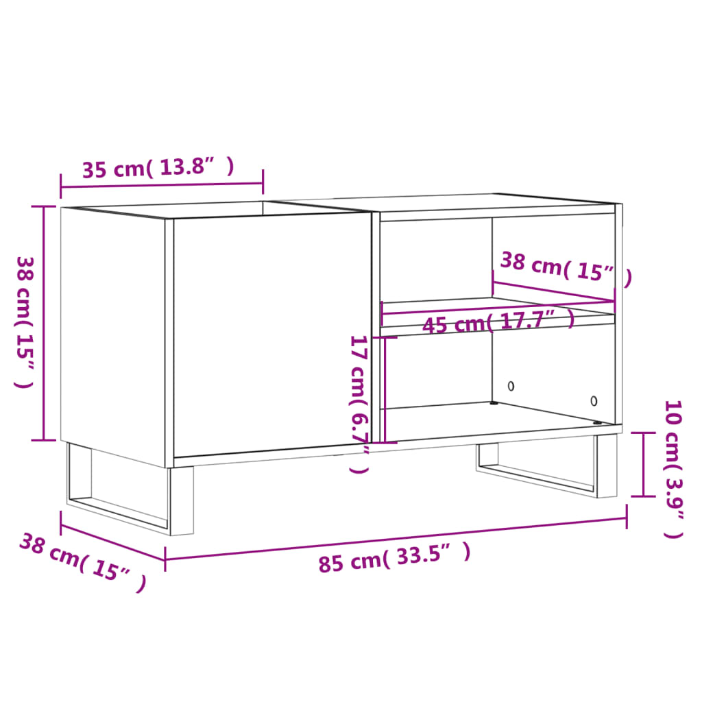 plaadikapp, hall Sonoma tamm, 85 x 38 x 48 cm, tehispuit