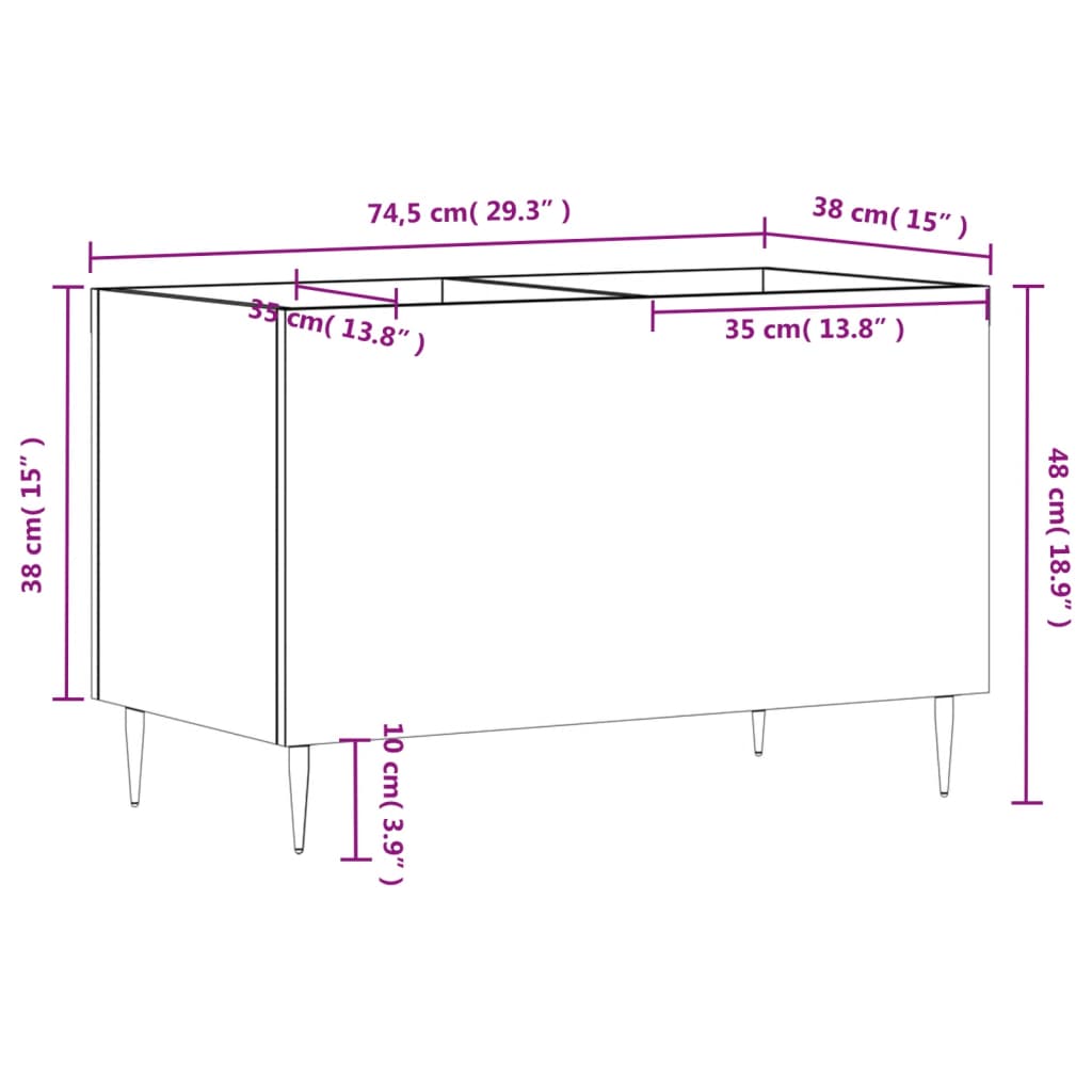 plaadikapp, must, 74,5 x 38 x 48 cm, tehispuit