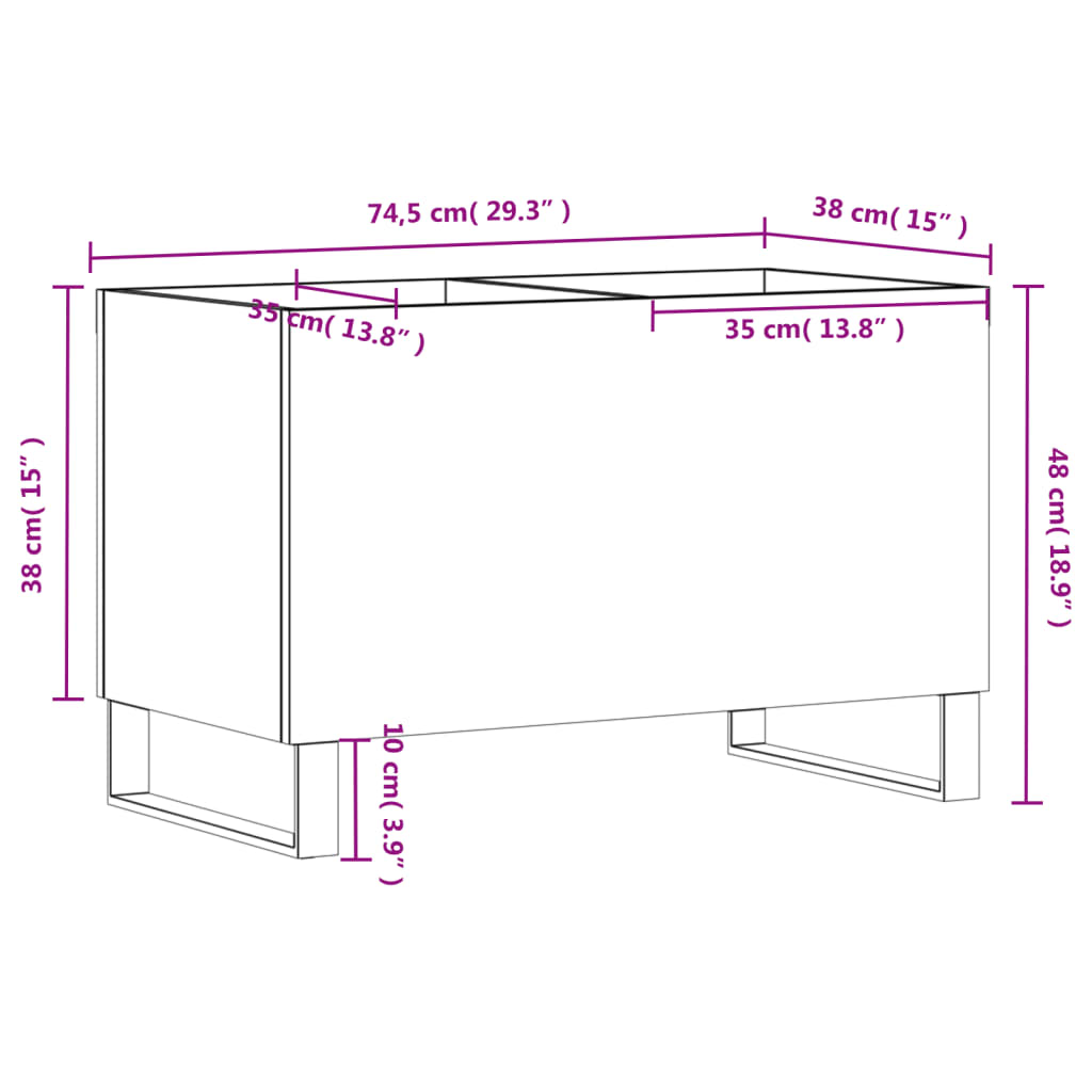 plaadikapp, Sonoma tamm, 74,5 x 38 x 48 cm, tehispuit