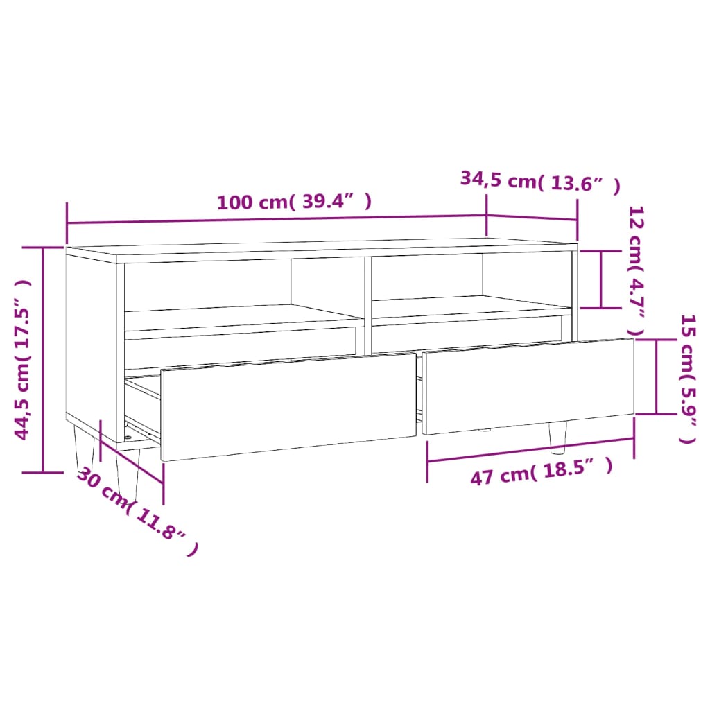 telerikapp, hall Sonoma tamm, 100x34,5x44,5 cm, tehispuit