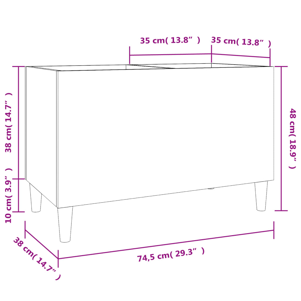 plaadikapp, hall Sonoma tamm, 74,5 x 38 x 48 cm, tehispuit