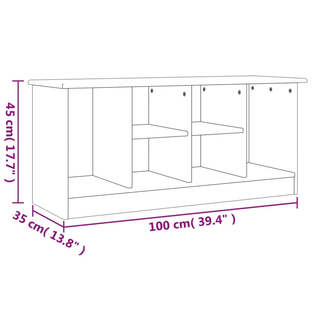 jalatsipink "ALTA", valge 100 x 35 x 45 cm, männipuit