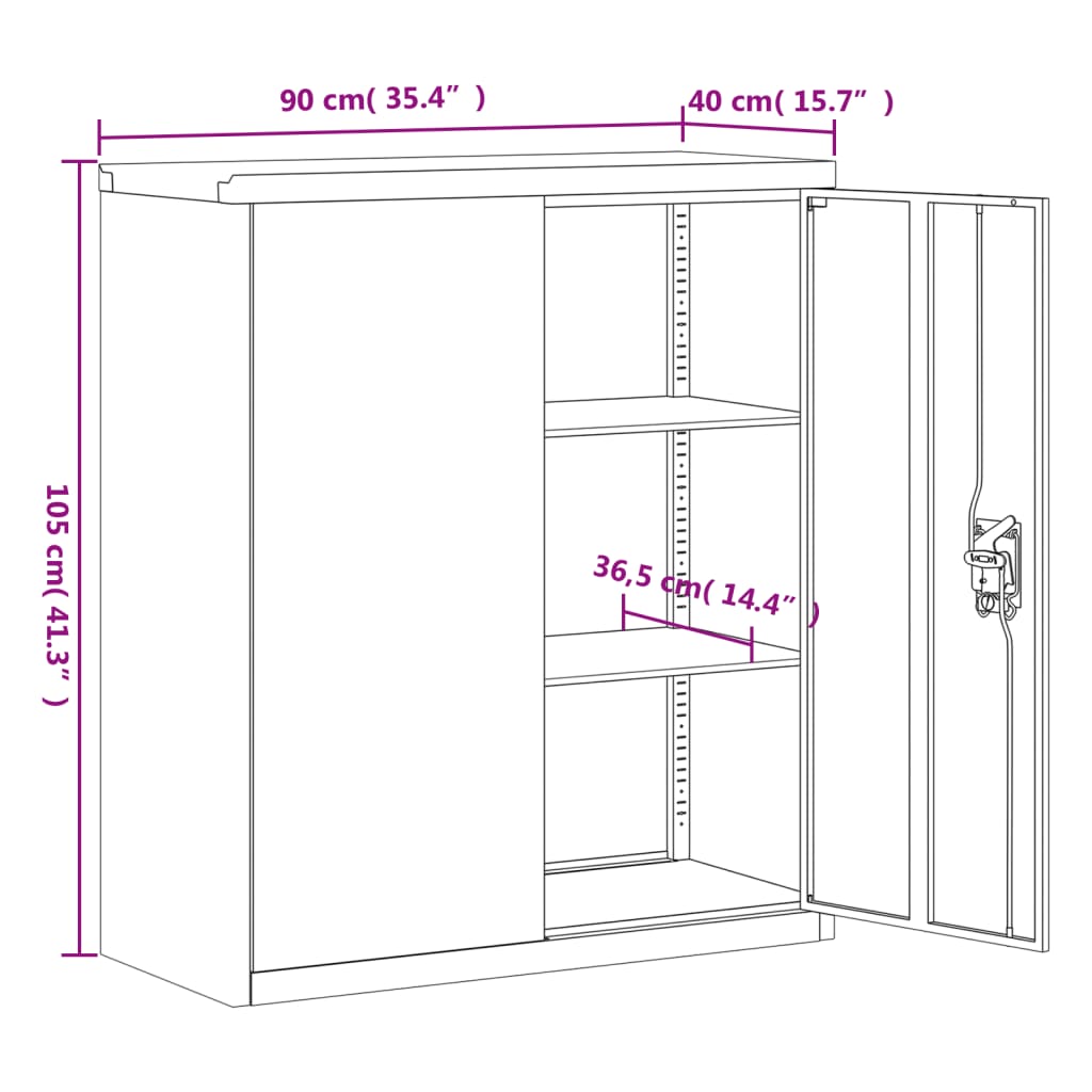 dokumendikapp, helehall, 90 x 40 x 105 cm, teras