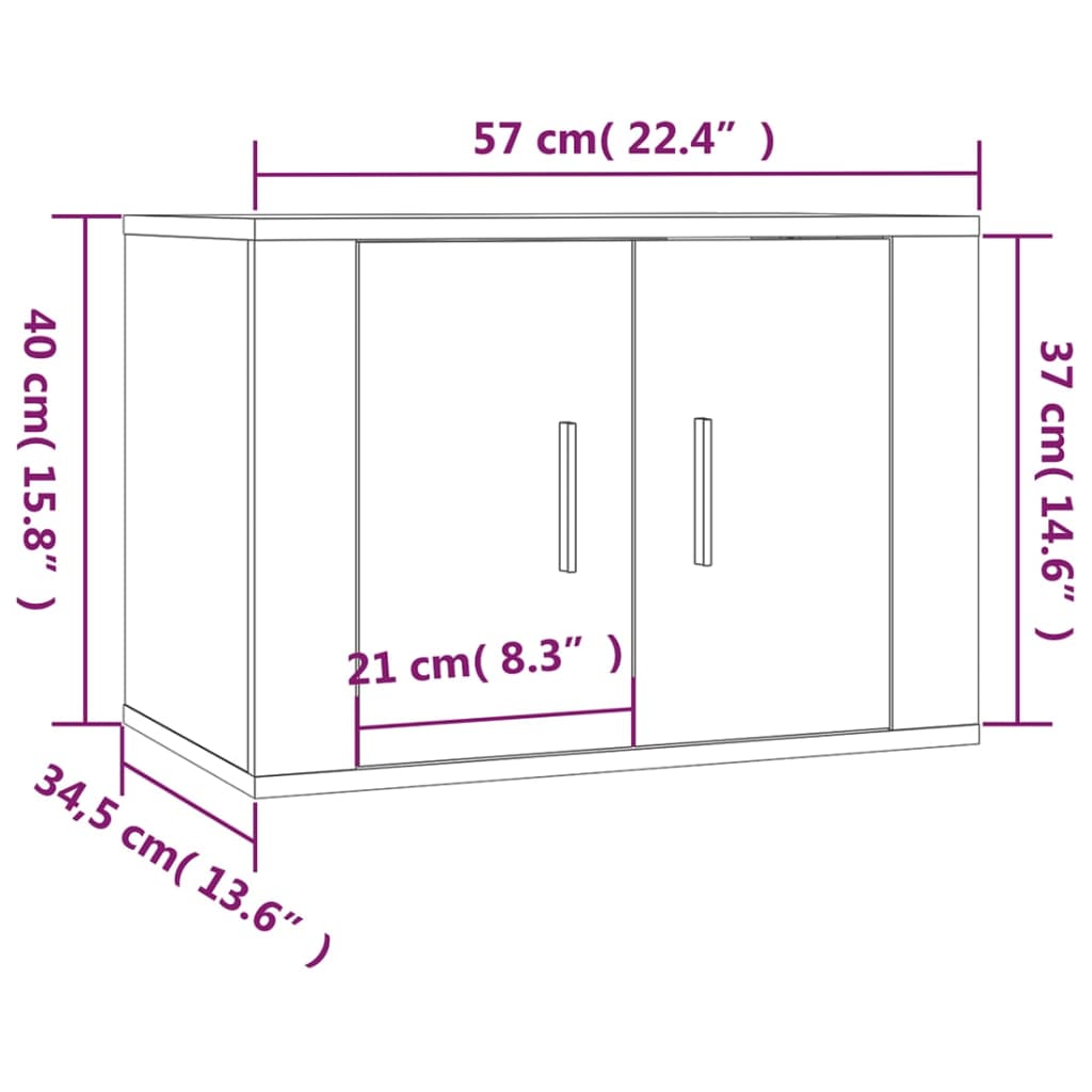 seinale kinnitatavad telerikapid, 2 tk, valge, 57x34,5x40 cm