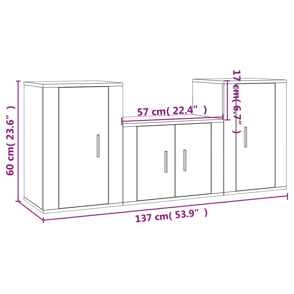 3-osaline telerikappide komplekt, hall Sonoma tamm, tehispuit