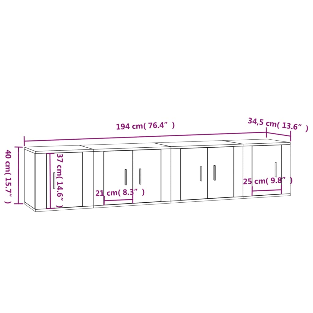 4-osaline telerikappide komplekt, valge, tehispuit