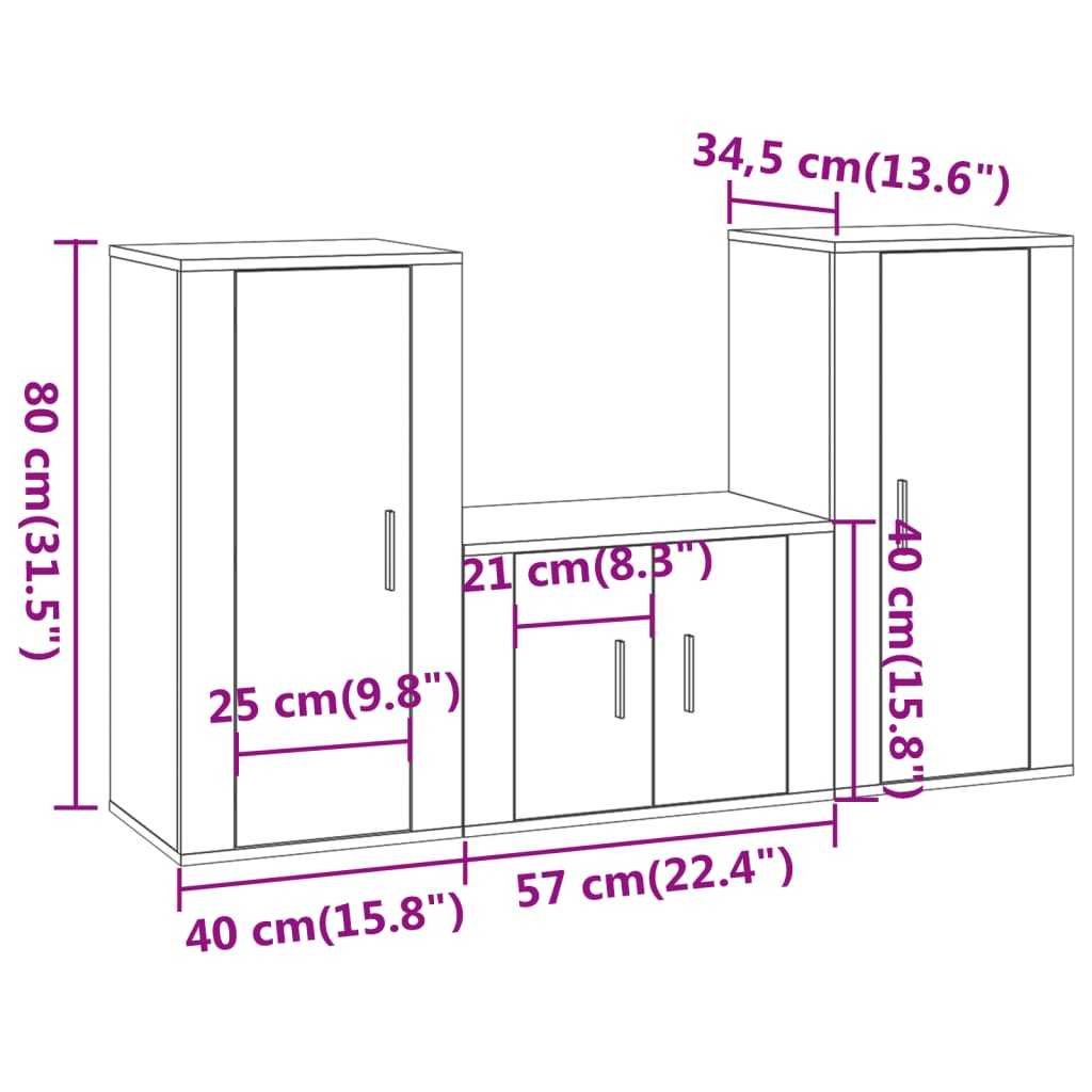 3-osaline telerikappide komplekt, hall Sonoma tamm, tehispuit