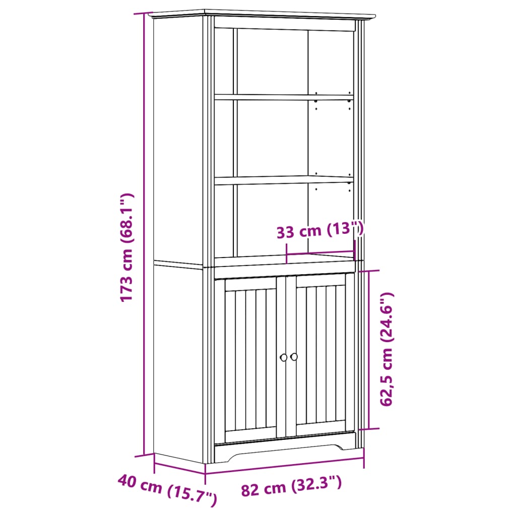 книжный шкаф BODO, белый, 82x40x173 см, сосна