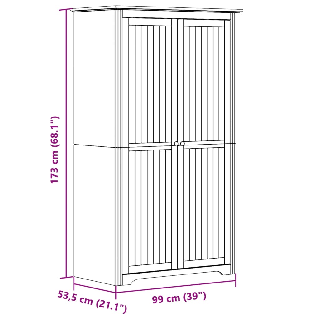 riidekapp BODO, hall, 99x53,5x173 cm, männipuit