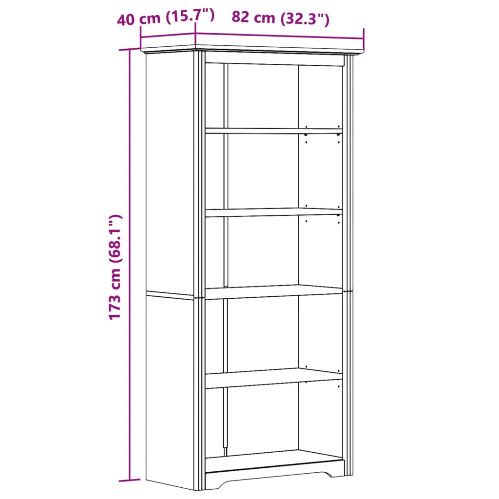 книжный шкаф BODO, белый, 82x40x173 см, сосна