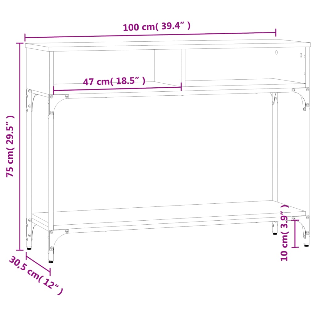 konsoollaud, must, 100 x 30,5 x 75 cm, tehispuit