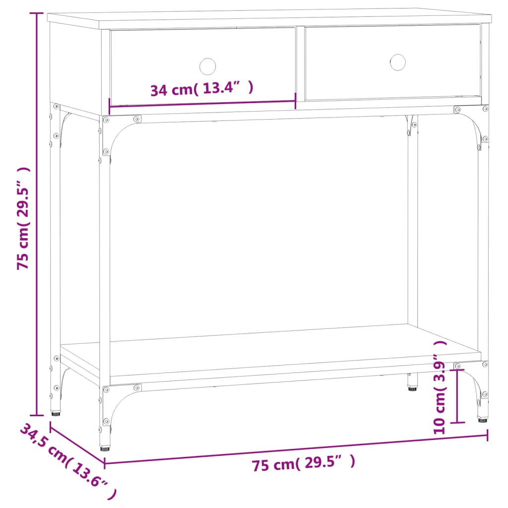 konsoollaud, must, 75x34,5x75 cm, tehispuit