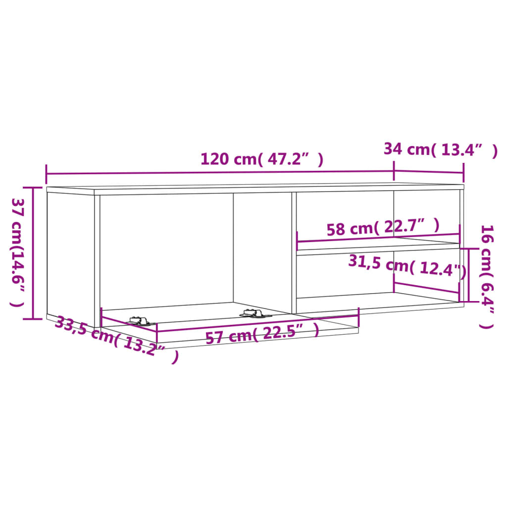 telerikapp, hall Sonoma, 120 x 34 x 37 cm, tehispuit