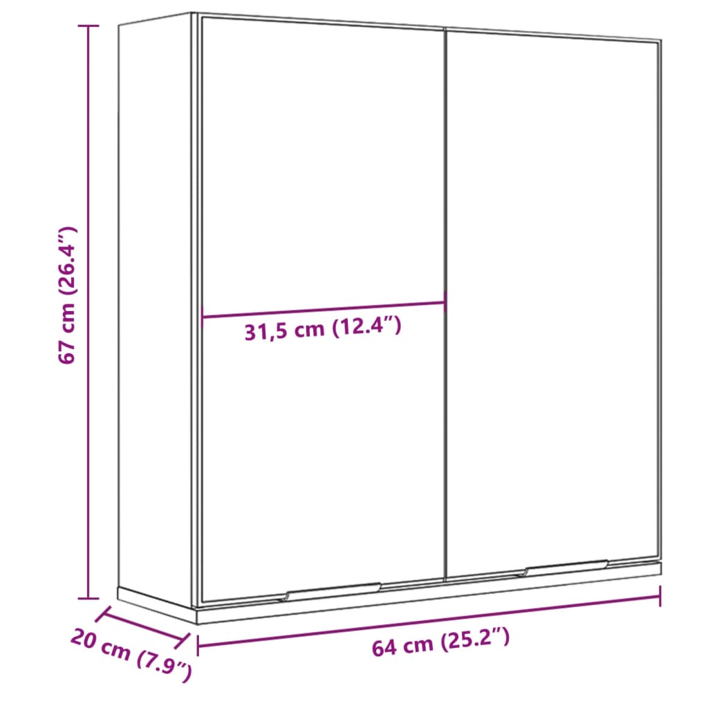 vannitoa peegelkapp, must, 64x20x67 cm, tehispuit