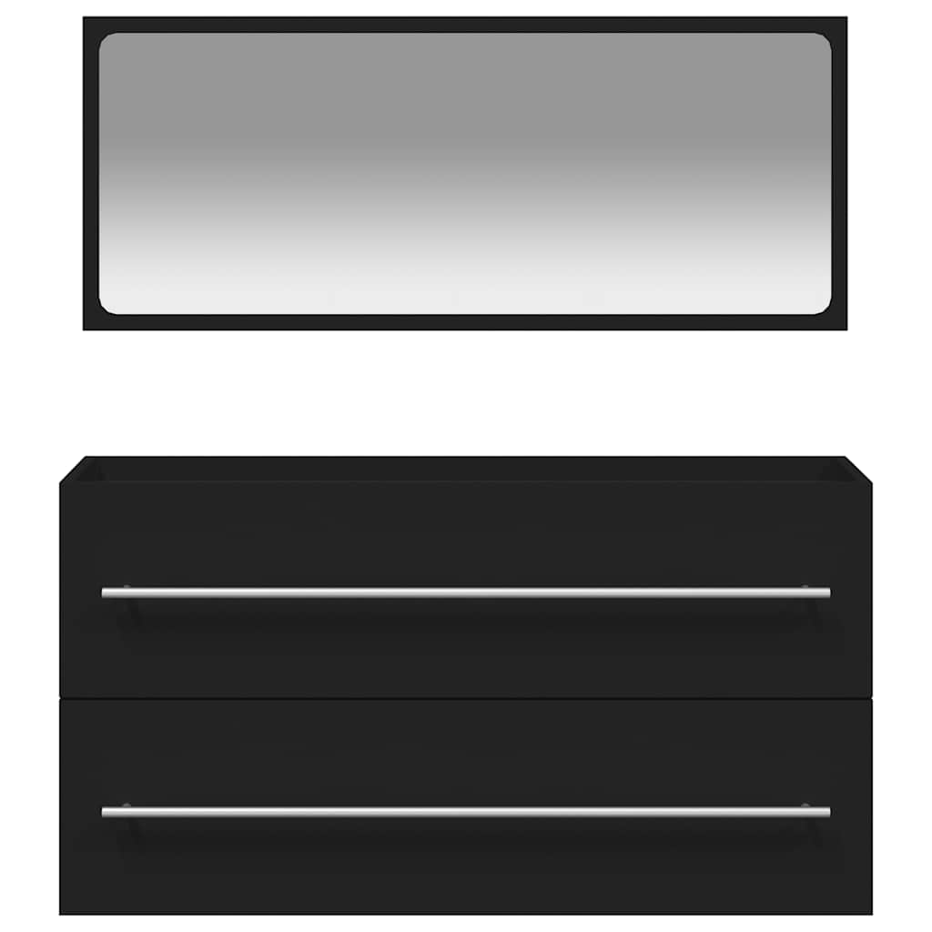 тумба для ванной с зеркалом, черная, искусственное дерево
