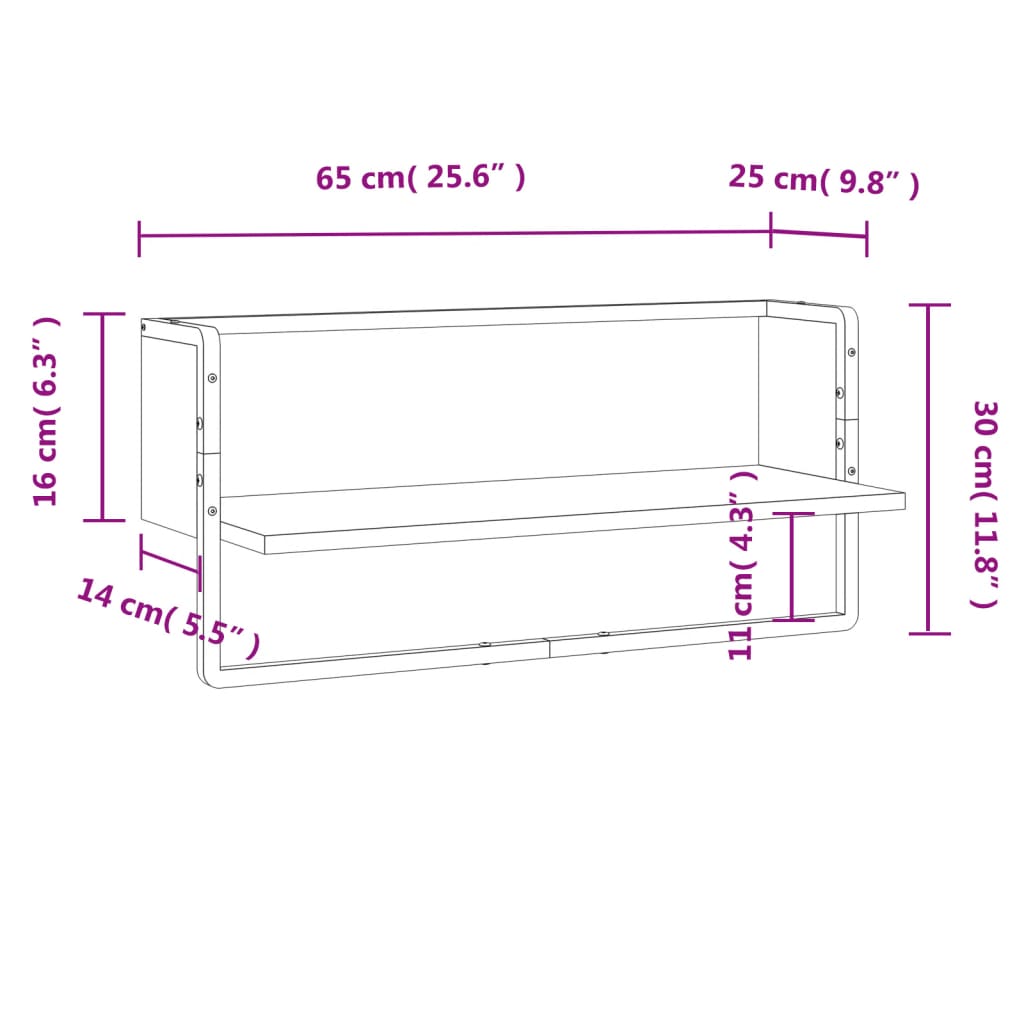 latiga seinariiul, suitsutatud tamm, 65 x 25 x 30 cm