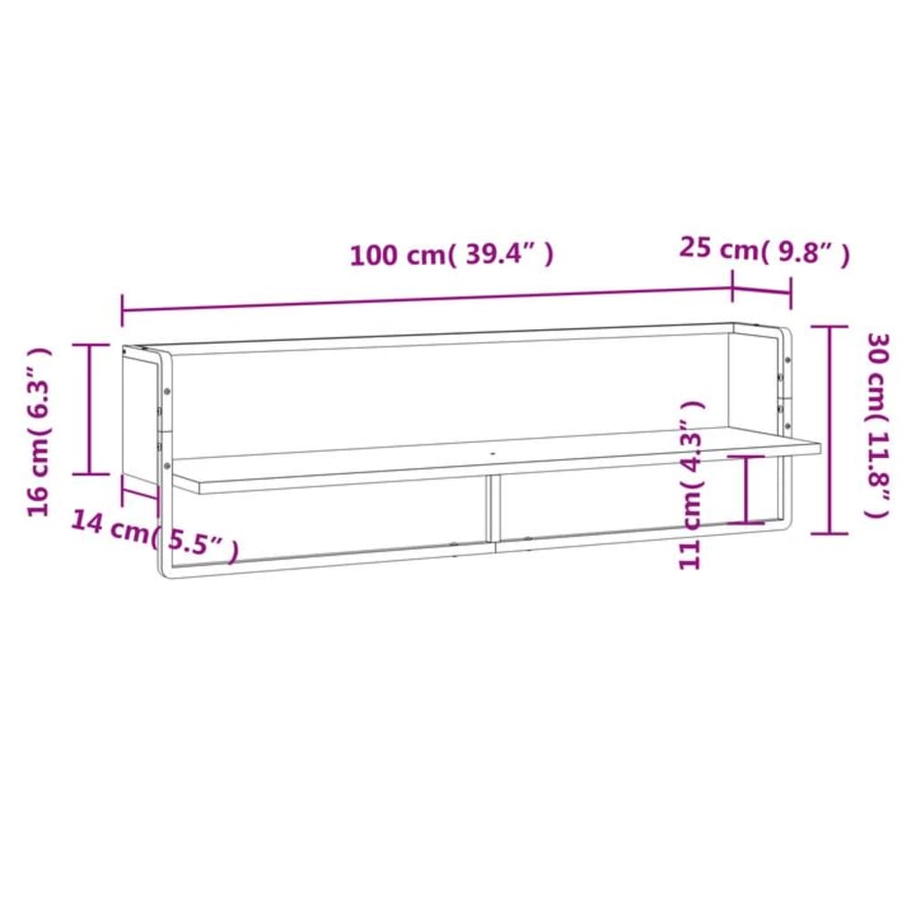 latiga seinariiul, hall Sonoma tamm, 100x25x30 cm